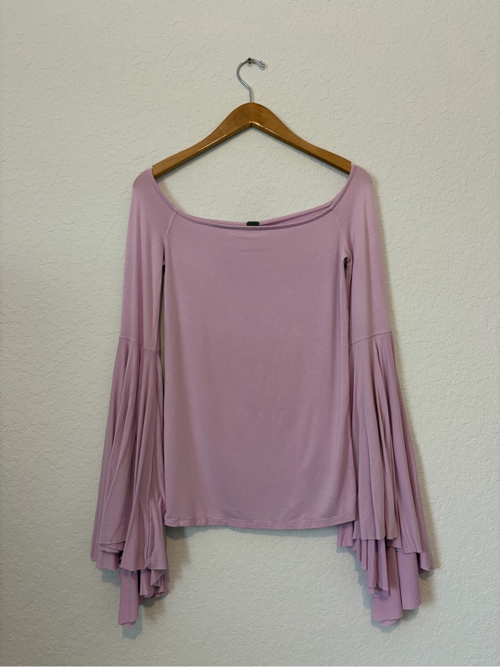 We The Free Lilac Boatneck Bell Sleeve Top
